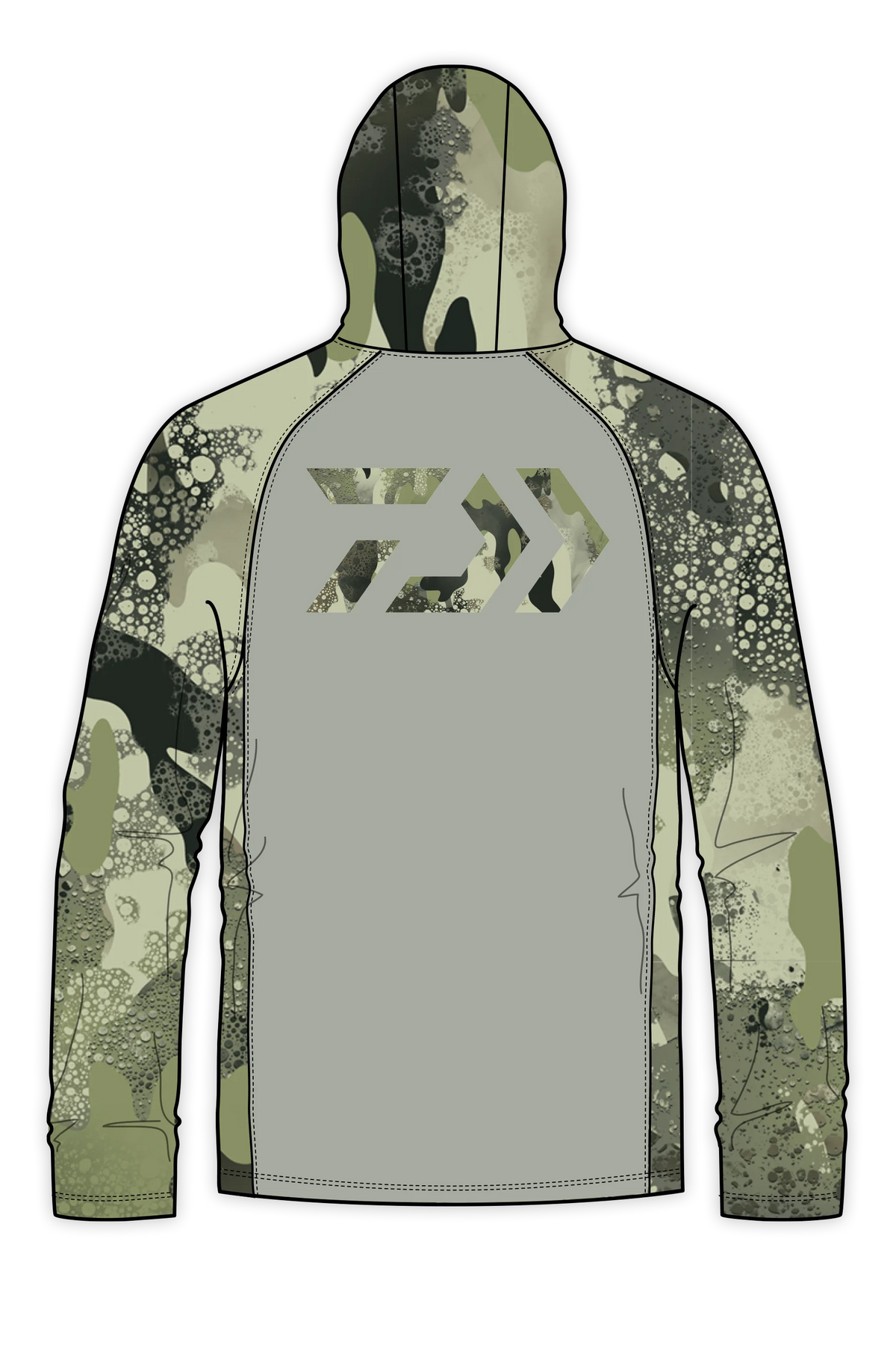 D-Vec Grey With Woods Camo Logo Ls Hd Sunshirt Official Team Apparel Sports Fan Gear