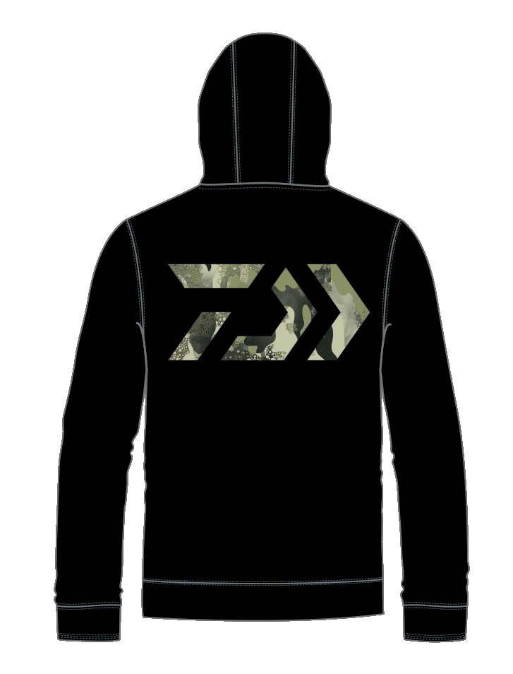 D-Vec Black Hoodie with Moss Green Front & Woods Camo D-Vec Back Official Team Apparel Sports Fan Gear