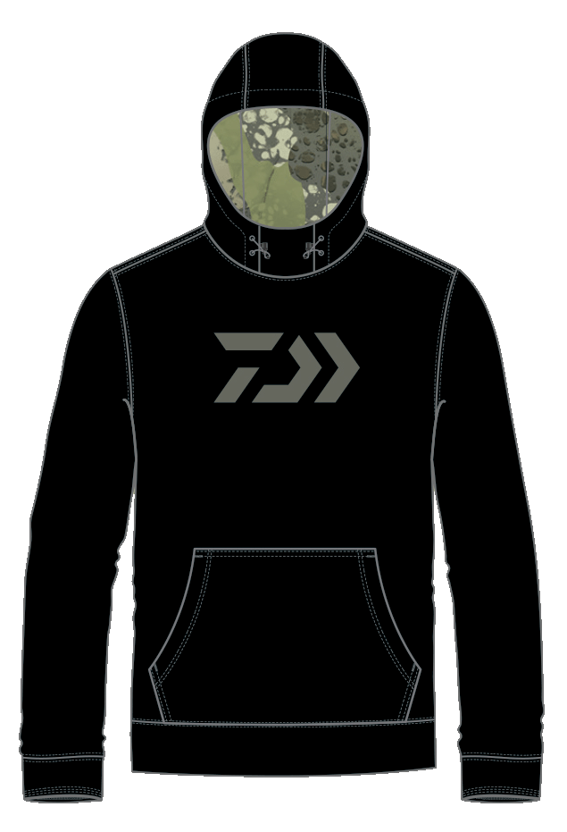 D-Vec Black Hoodie with Moss Green Front & Woods Camo D-Vec Back Official Team Apparel Sports Fan Gear